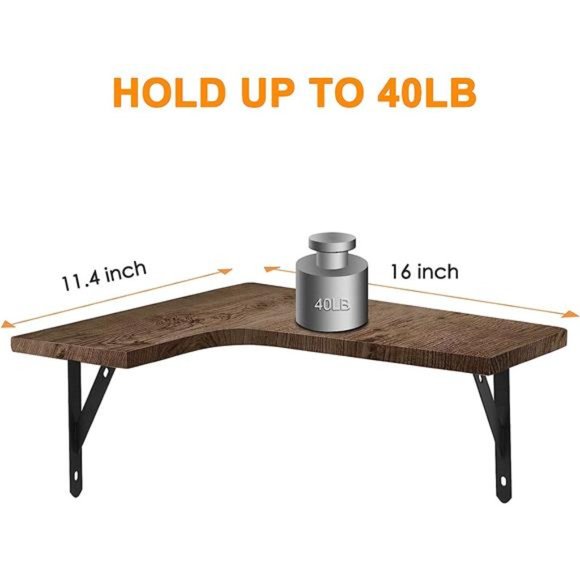 Corner Floating Shelves Wall Mounted Set of 4, Rustic Wood Wall Storage Shelves - Picture 4 of 5